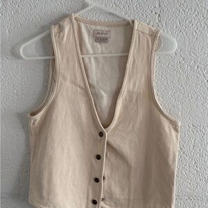Brixton Beige Button-Down Vest Top